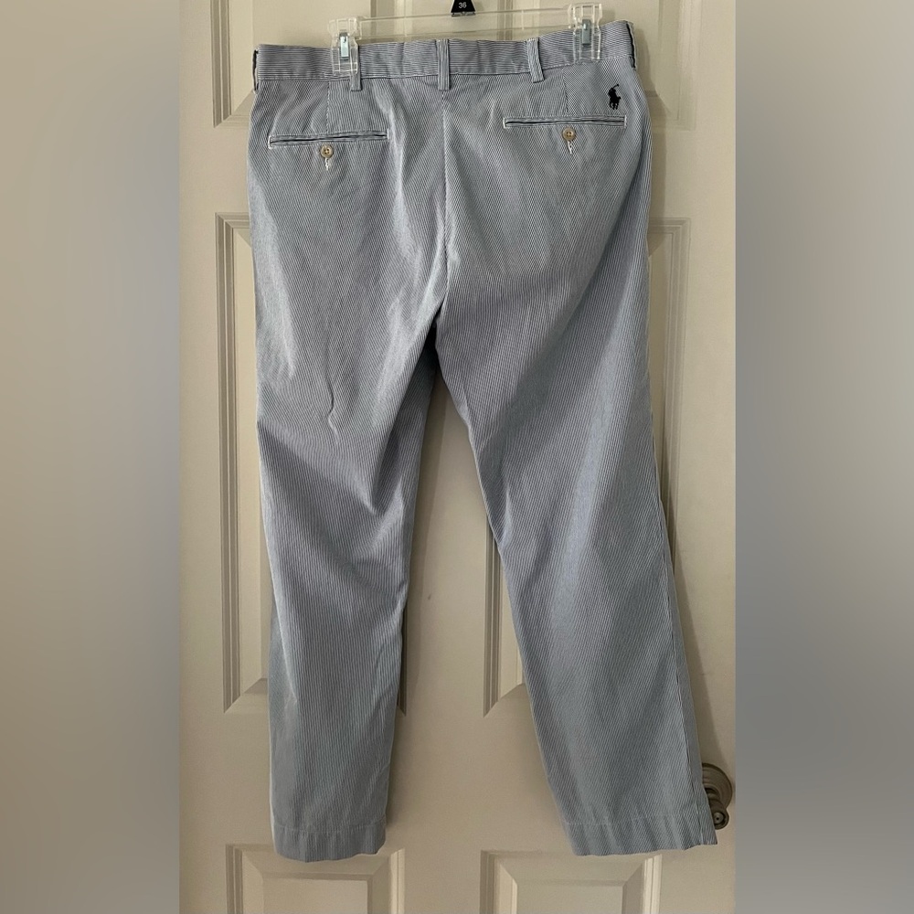 - Men’s Ralph Lauren blue/white striped seersucker pants-34X30 nautical